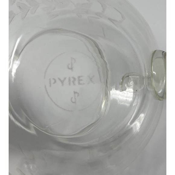 Vintage Clear Etched Glass Pyrex Tea Teapot Kettle Flower Leaves Etching - Picture 12 of 16